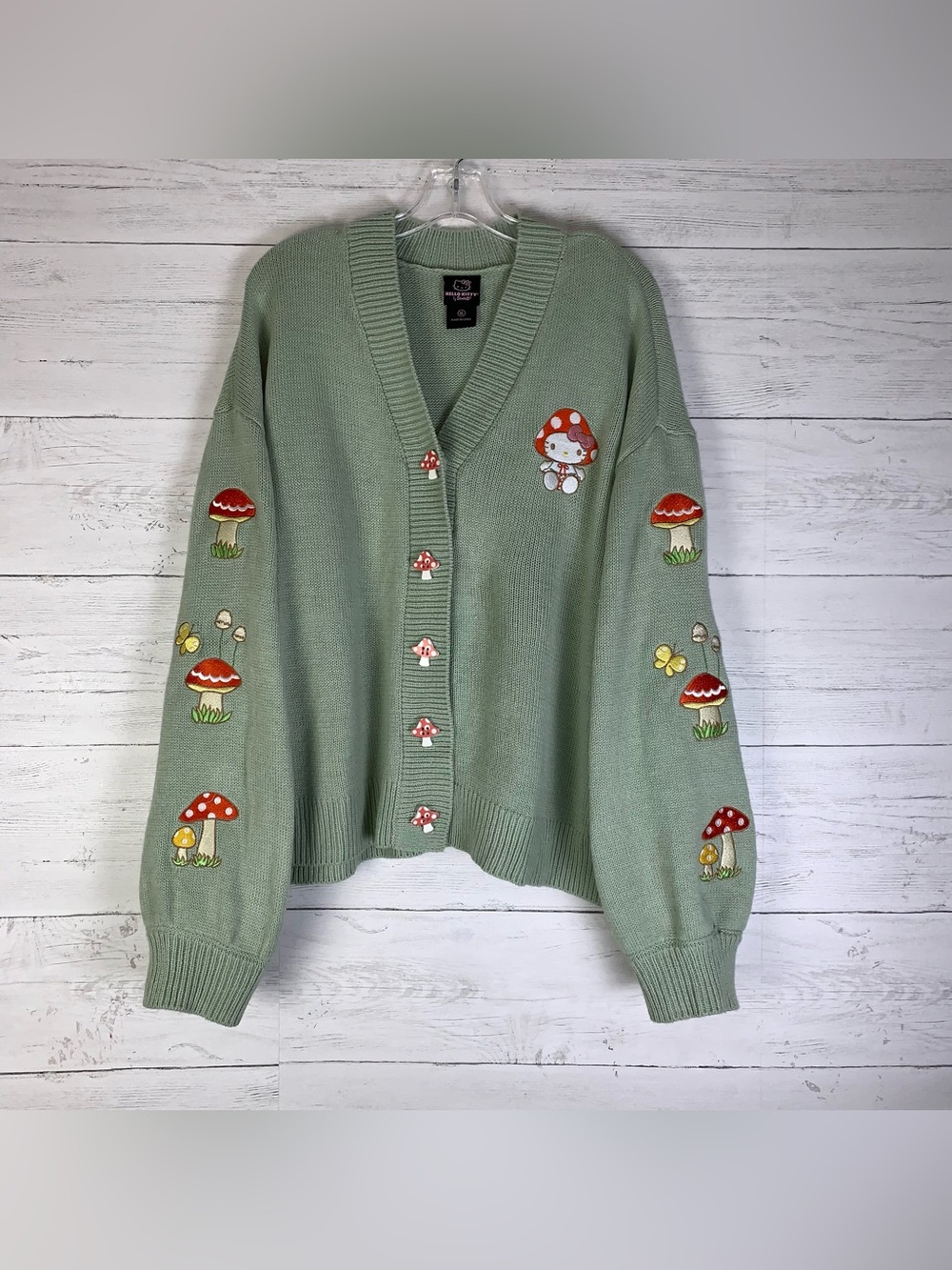 Hot Topic Hello Kitty Mushroom Embroidered women's  Skimmer Cardigan XL